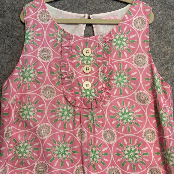 Lilly Pulitzer Shirt Womens 6 Pink Green Floral Silk Blend Sleeveless Blouse - Picture 2 of 12
